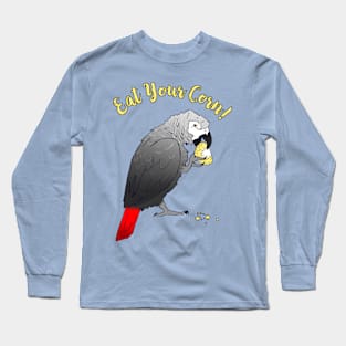 African Grey Parrot eating Corn Long Sleeve T-Shirt